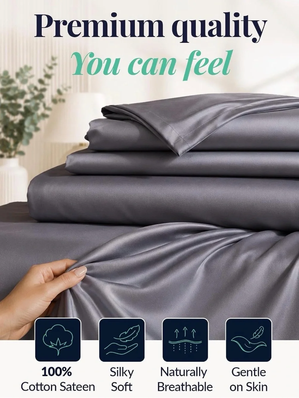 Luxury King Sheet Set - Gray - 100% Egyptian Cotton